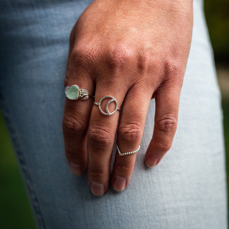 Sterling silver minimal crescent moon ring