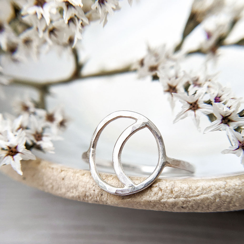Sterling silver minimal crescent moon ring