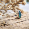 Dark blue & green Seaham multi sea glass ring