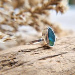 Dark blue & green Seaham multi sea glass ring