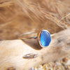 Cornflower blue sea glass ring