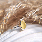 Golden glow yellow sea glass ring