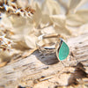 Bright turquoise drop sea glass ring