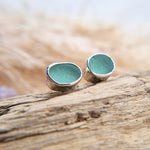 Turquoise sea glass stud earrings