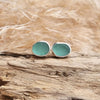 Turquoise sea glass stud earrings