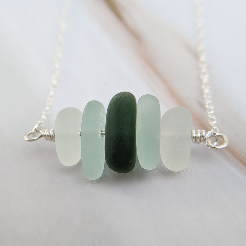 Sea glass ombre stack necklace