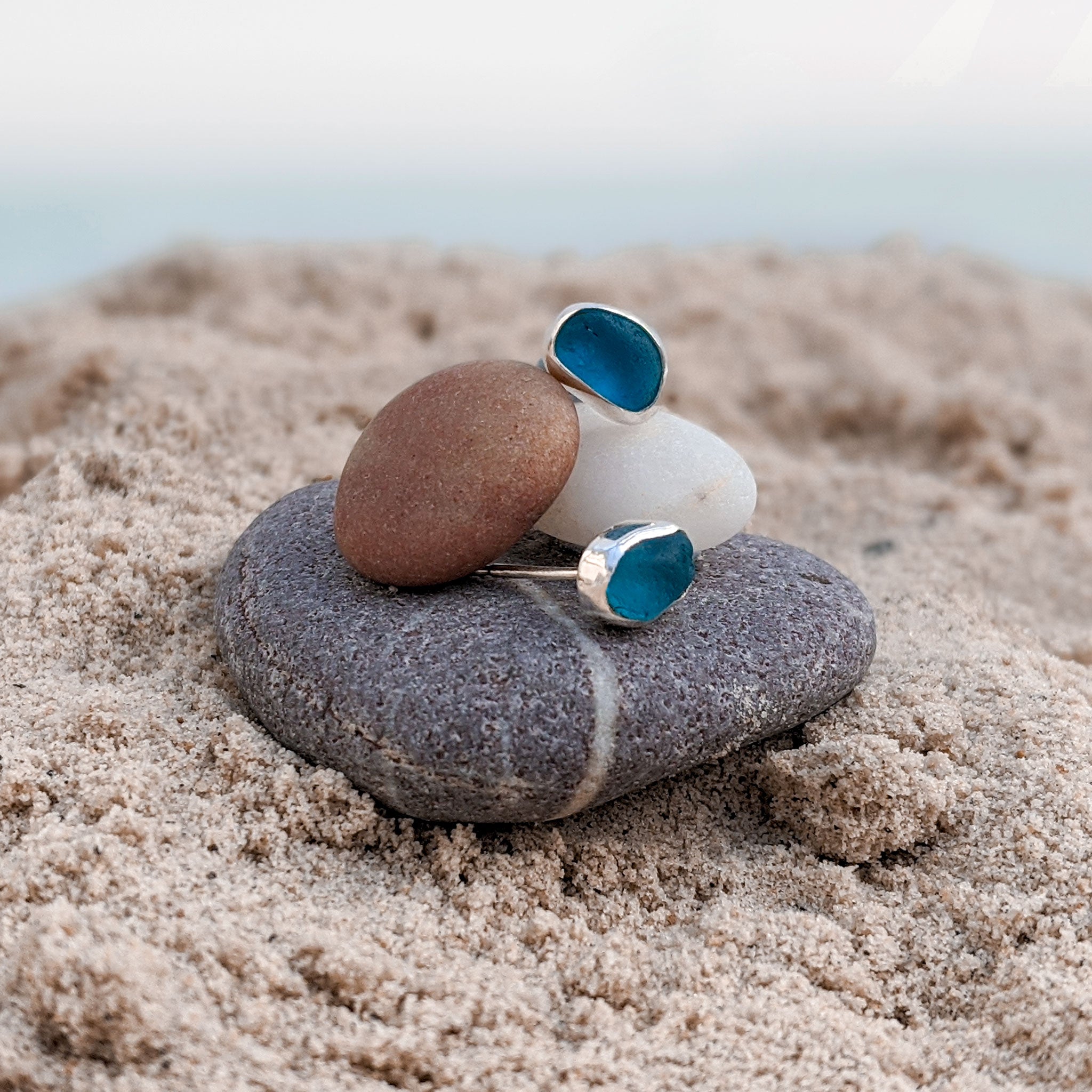 Sea glass store earrings studs