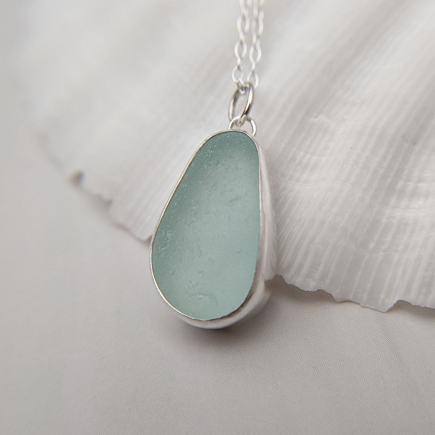 Sea glass drop pendant - seafoam teardrop – Wild Soul Sea Glass