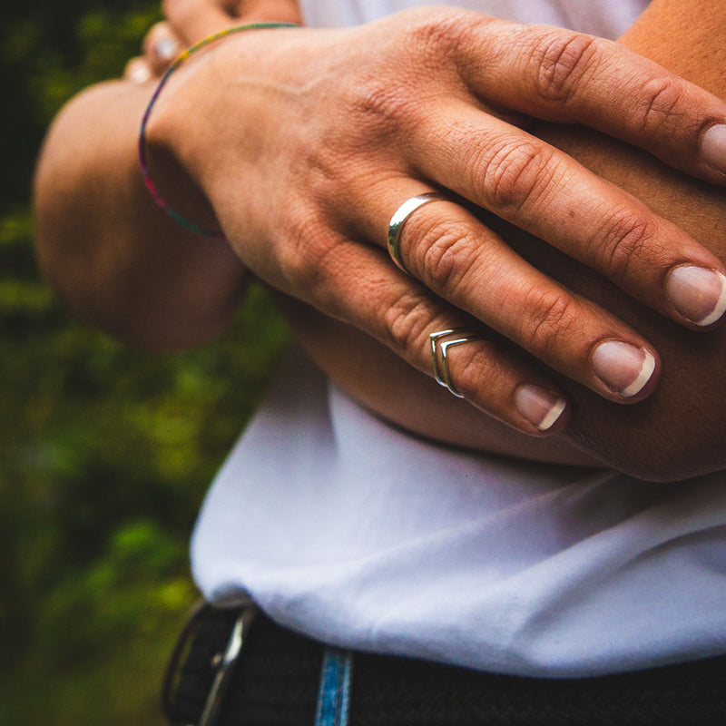 Sterling silver midi boho ring (double band)